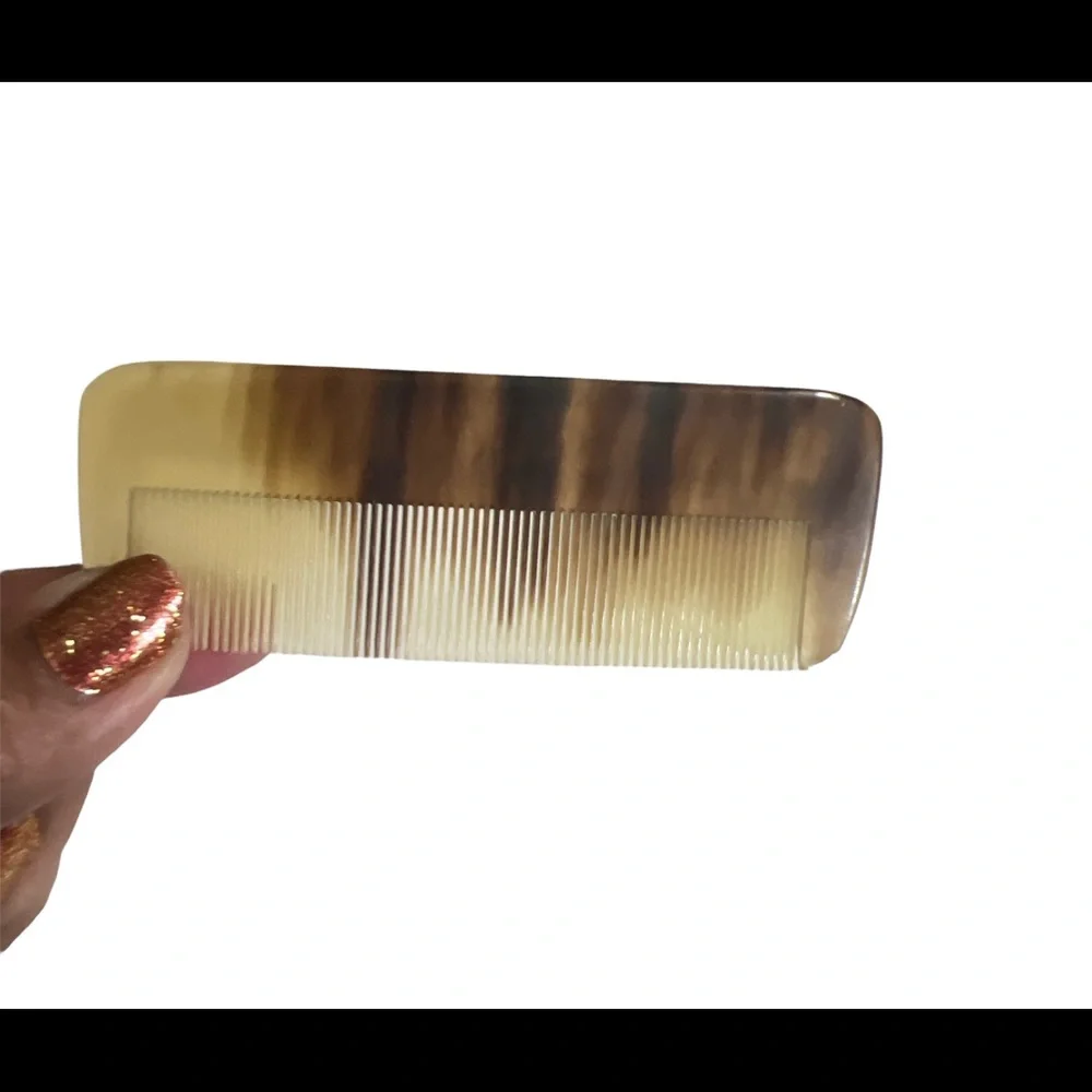 Vintage 1950’s Pre Ban Carved Horn‎ Hair Comb, Handmade in France, Unused, OOAK